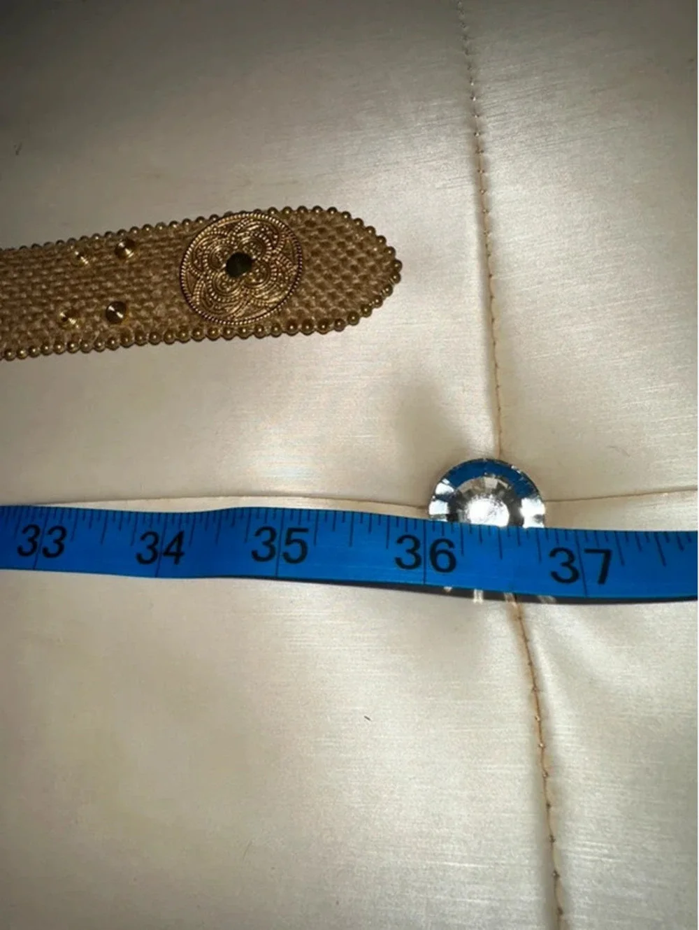 Vintage Elite Gold Fresno Glam Metallic 80s/90s Belt M USA